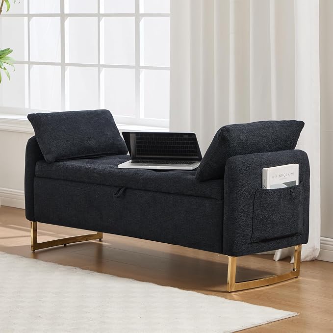 48" End of Bed Bench, Modern Storage Benches - Image 9