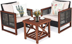 Tangkula 3 Pieces Patio Wicker Furniture Set, Rattan Outdoor Sofa Set by TANGKULA