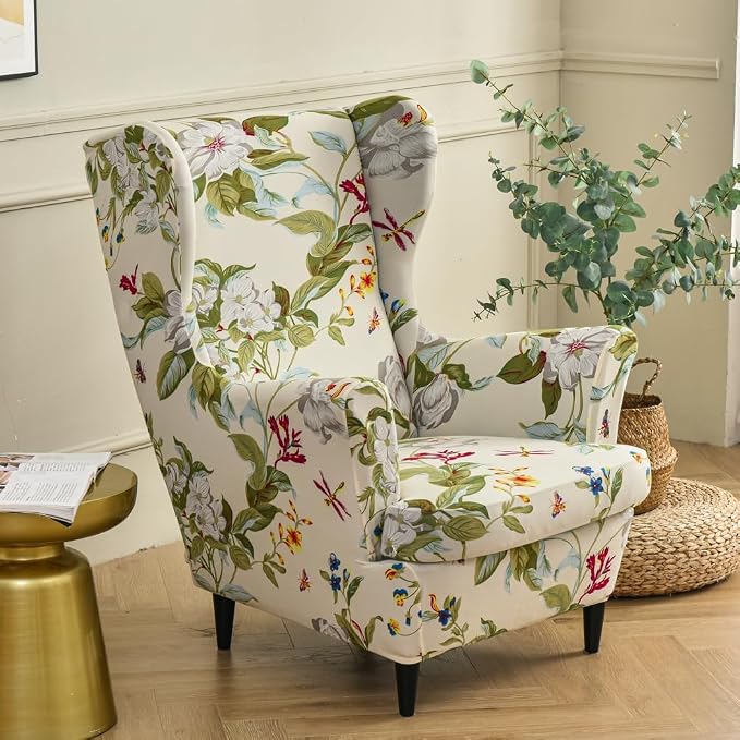 HAOYONG Wing Chair Slipcovers Printed Wingback Chair Covers 2 Pieces Wingback - Image 2