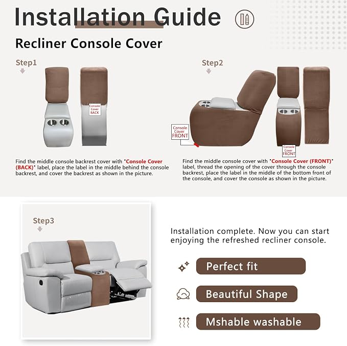 ALIECOM Recliner Sectional Couch Covers L Shape Stretch Corner Reclining - Image 6