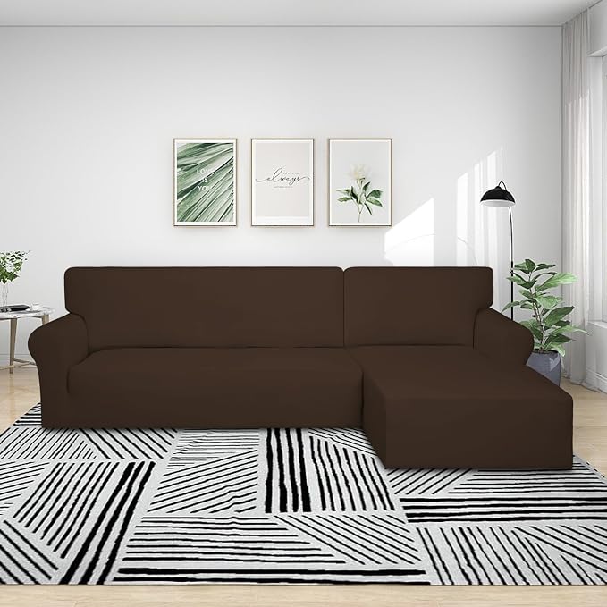 PureFit Stretch Sectional Couch Covers 2 pcs Non Slip L Shape Sofa Cover | - Image 2