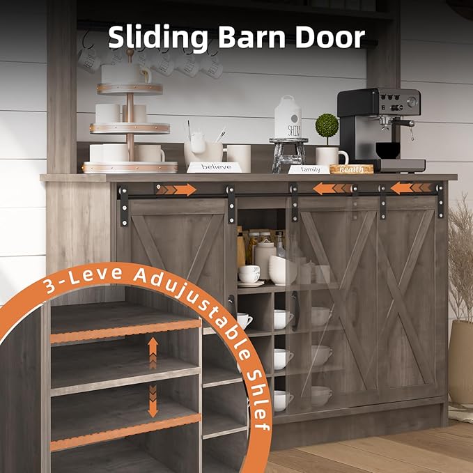 4ever2buy Farmhouse Coffee Bar Cabinet - Image 6