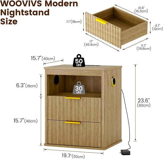 WOOVIVS Modern Nightstand Set of 2 - Image 3