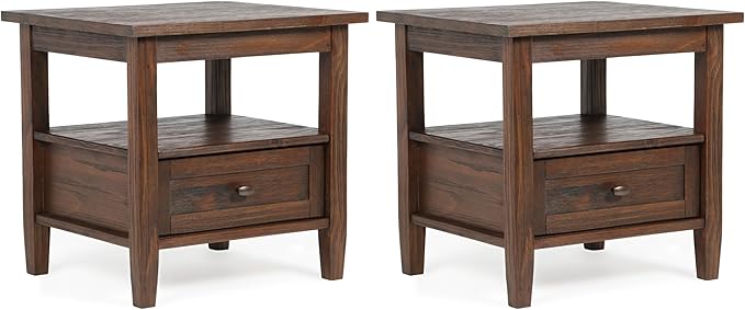 SIMPLIHOME Warm Shaker Solid Wood 20 inch Wide Transitional-Style End Tables in by SimpliHome