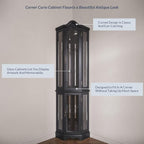 BELLEZE Lighted 3-Side Glass Display Curio Cabinet w/Tempered Glass Doors and - Image 5