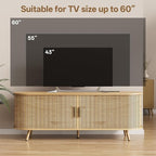 63 inch TV Stand with Power Outlet, Fluted Entertainment Center - Image 6