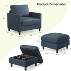 Welzona Sofa Accent Chair with Ottoman, Tool-Free Setup Living Room Accent - Image 2