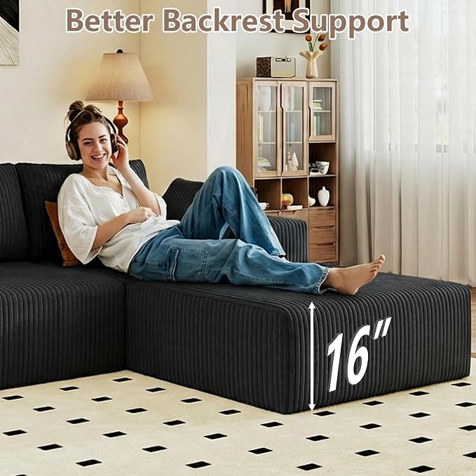 95" Cloud Sectional Couch U-Shaped Chaise - Image 5