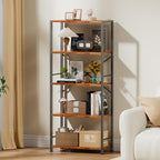 Furologee 5 Tier Book Shelf, Tall Wide Bookshelf, Industrial Open Bookcase - Image 2