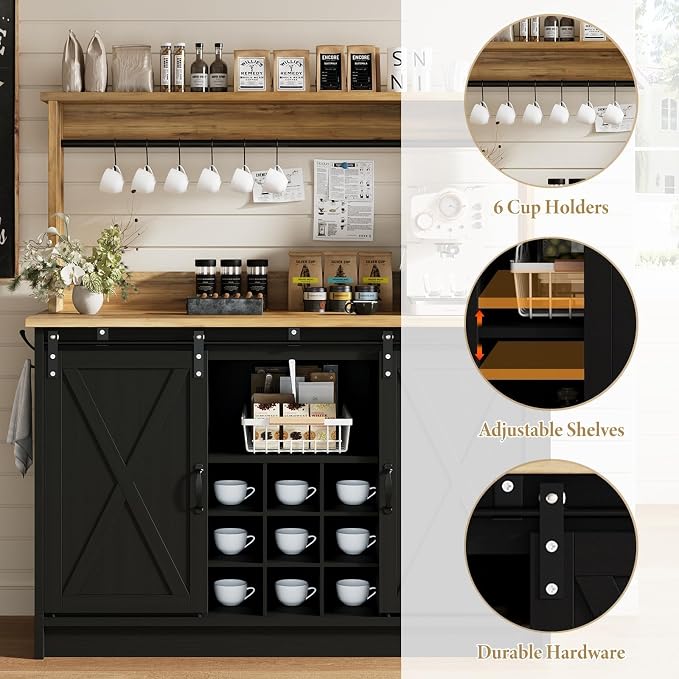 4ever2buy Farmhouse Coffee Bar Cabinet - Image 5