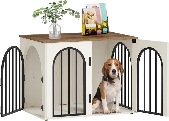 Hzuaneri 31.5'' Wooden Dog Crate Furniture, Indoor Dog Kennel Dogs Cage by Hzuaneri