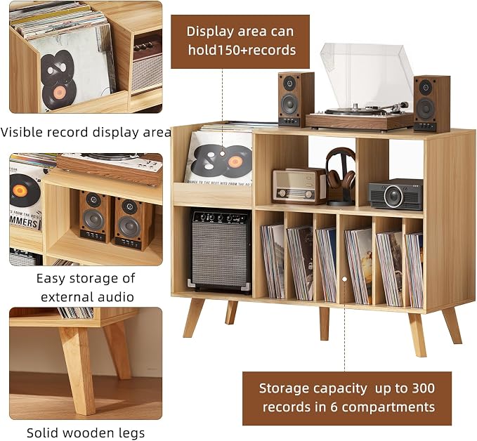 LELELINKY Large 48'' Record Player Stand - Image 6