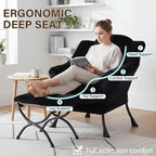 Welnow Lazy Chair with Ottoman, Modern Accent Chair with Armrests and a Side - Image 9