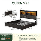 LARMACE Queen Bed Frame with 6 Storage Drawers, Bed Frame Queen Size with Linen - Image 2