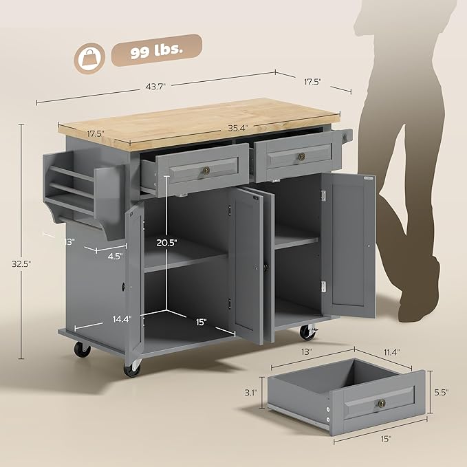 HOMCOM Kitchen Island Cart - Image 7
