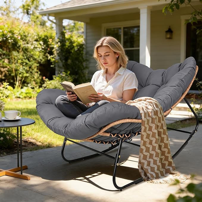 SUNCROWN Oversized Wicker Rocking Chair Indoor Outdoor, 450 LBS Heavy Duty - Image 2
