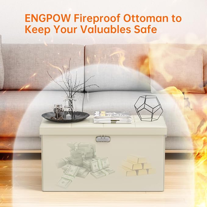 ENGPOW Storage Ottoman Bench, Fireproof Folding Bench - Image 4