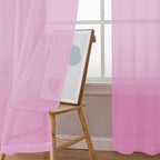 Simplebrand Pink Sheer Curtains 63 Inch Length 2 Panels, Rod Pocket Solid Color - Image 3