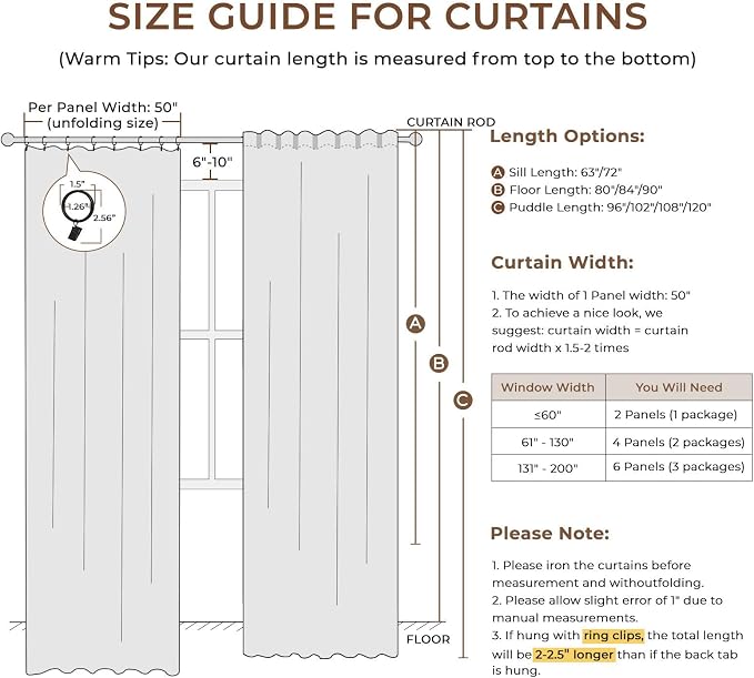 100% Blackout Curtains for Bedroom Oatmeal Linen Look Curtains 90 Inch Long | - Image 8