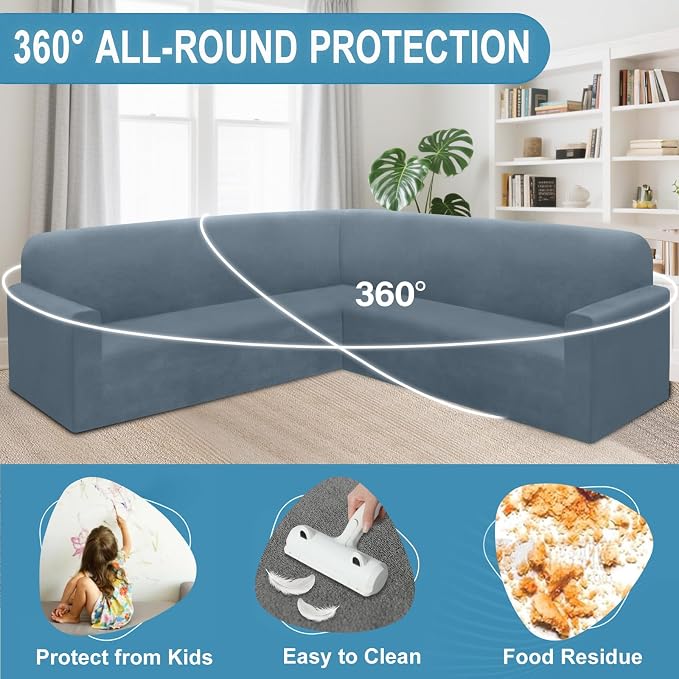 HDCAXKJ Corner Sectional Couch Covers Velvet Stretch L Shape Sofa Cover Soft - Image 5