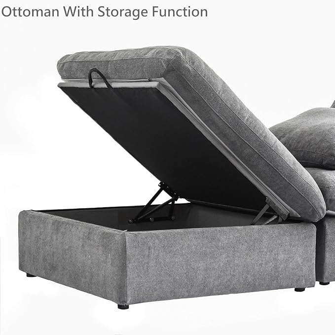 JACH Ottoman Module for Living Room, Cushion Covers Removable, Modern - Image 5