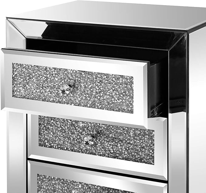 VINGLI Mirrored Nightstand Set of 2, Mirrored Side/End Table - Image 7