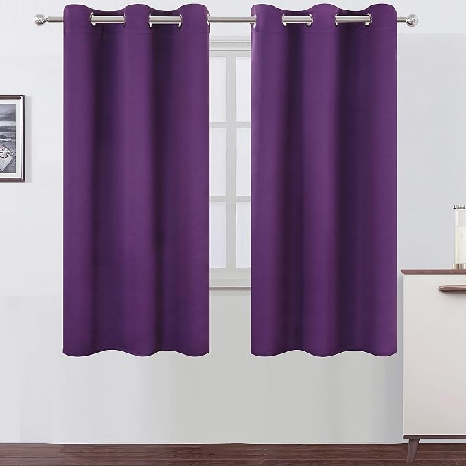 Purple Blackout Curtains 40 x 63 Inch Length/Set of 2 Curtain Panels/Thermal by Lemomo