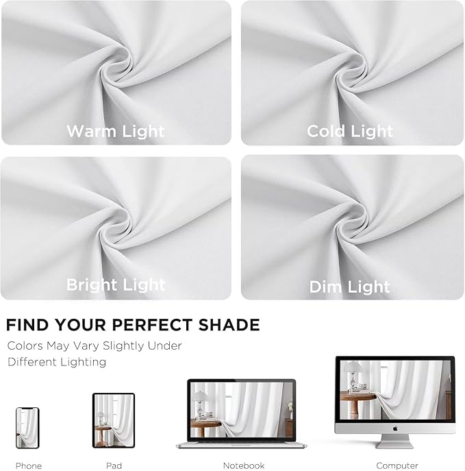 Joydeco 84 Inch 60% Blackout White Curtains 2 Panels, Elegant Semi Sheer - Image 5