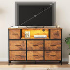 DUMOS TV Stand Dresser with 8 Fabric Drawers and Open Shelves, LED - Image 8