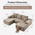 107" Cloud Modular Sectional Couches, Modern Convertible U Shaped Couch - Image 2