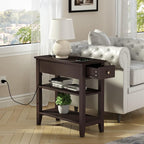 ChooChoo Narrow End Table with Charging Station, Side Table Living Room with - Image 2