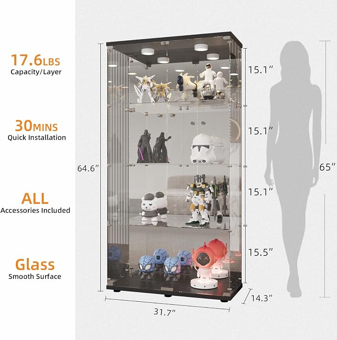 LFT HUIMEI2Y Glass Display Cabinet 4-Shelf - Image 2