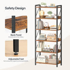 HOOBRO Bookshelf, 6-Tier Industrial Bookcase, Book Shelf Storage Organizer - Image 5