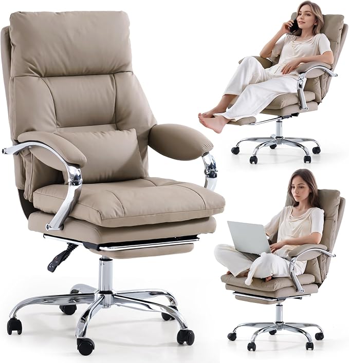 LEAGOO Office Chair with Foot Rest, Executive Reclining Office Chairs with Arms by LEAGOO