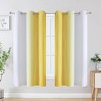 Yellow and Greyish White Ombre Blackout Curtains - Image 2