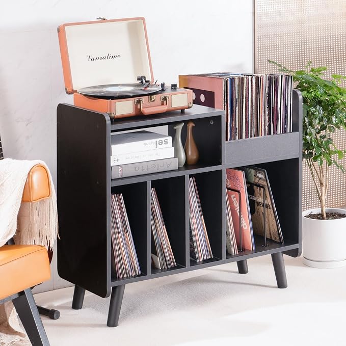 Record Player Stand, Large Record Player Table Cabinet - Image 4