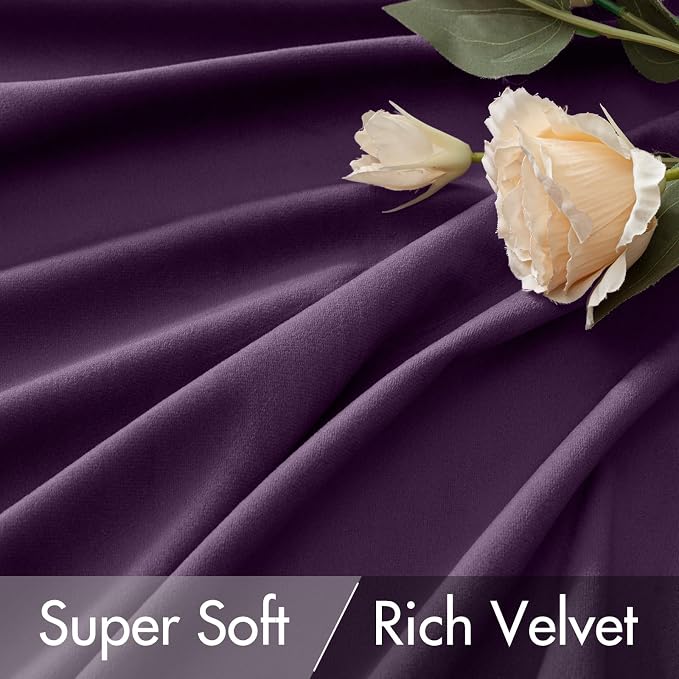 MIULEE Purple Velvet Curtains 52x96 inches Luxury Blackout Curtains | Thermal - Image 4