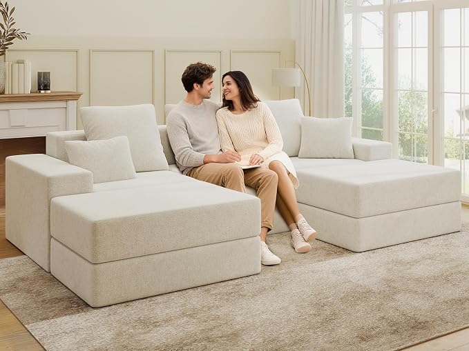 Living&Giving 101" U-Shaped Cloud Sectional Couch - Image 8
