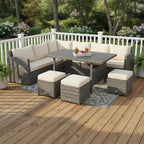 Tangkula 7 Pieces Patio Furniture Set, Outdoor Sectional Rattan Dining Sofa Set - Image 2