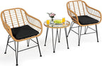 Tangkula 3 Pieces Patio Bistro Set, Rattan Conversation Set by TANGKULA