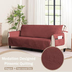 Red Loveseat Covers 2 Cushion Couch, Water-Repellent Sofa Cover - Image 8