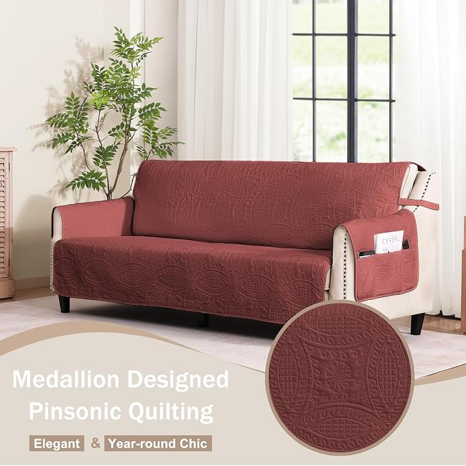 Red Loveseat Covers for 2 Cushion Couch, Water-Repellent Covers for Love Seat - Image 8