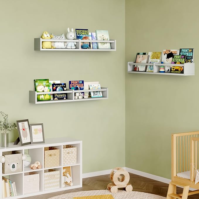 Fixwal Nursery Bookshelves, 32in Floating Bookshelves - Image 7