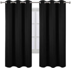 Black Thermal Blackout Curtains/42 x 72 Inch/Set of 2 Panels Room Darkening - Image 2