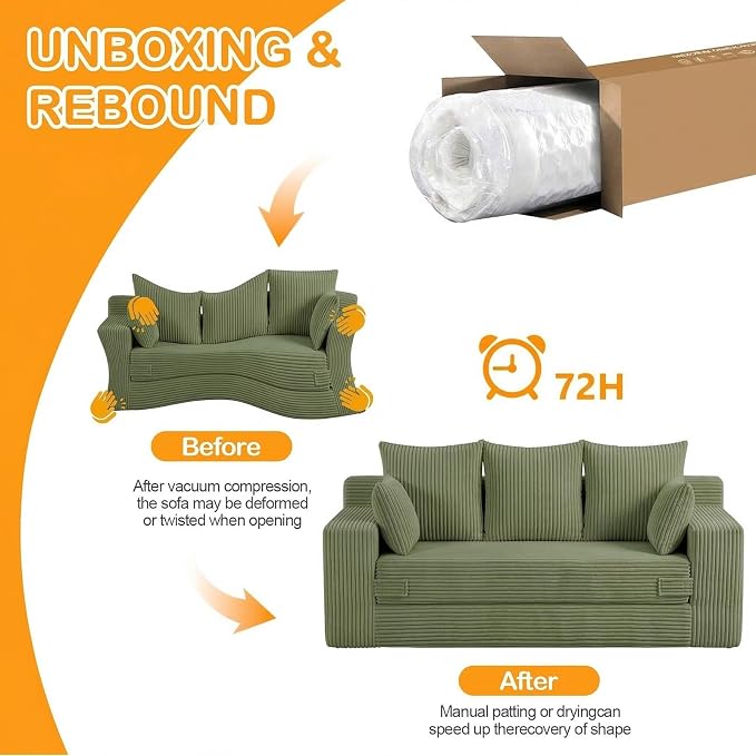 Oversize Loveseat Boneless Convertible Sofa Bed, Folding Floor Futon Sleeper - Image 7