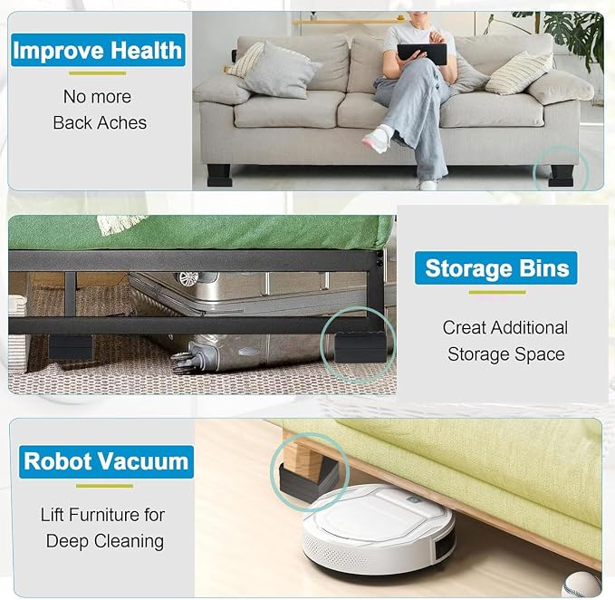 Bed Risers 1 inch, 2 inch, 3 inch, 4 inch Heavy Duty, Adjustable Furniture Riser - Image 5