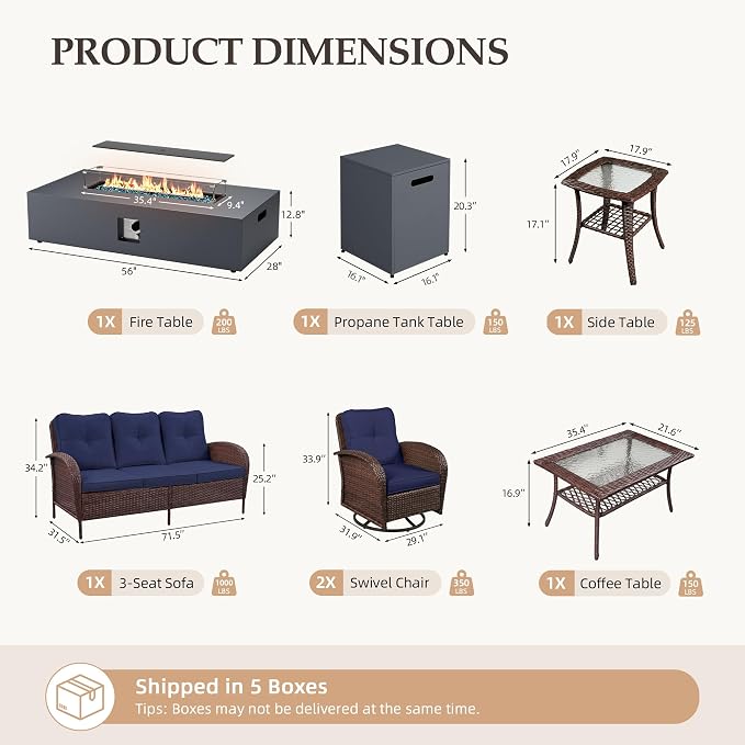UPHA 7 Pieces Patio Furniture Set - Image 2