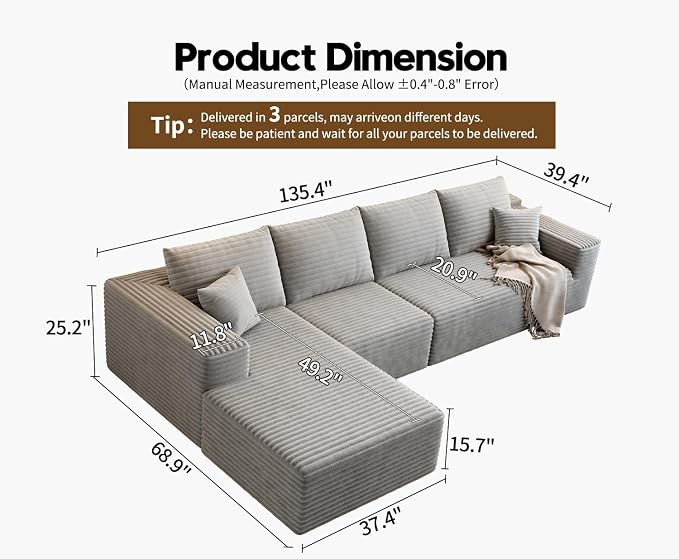 135.4" Cloud Modular Sectional Sofa Couch - Image 2