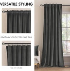 MIULEE Velvet Curtains 52x90 inches 2 Panels Gray Blackout Curtains | Luxury - Image 2