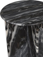 JONATHAN Y Javier Solid Black/Gray Marble End Table, 17.75" Round Modern Accent - Image 7